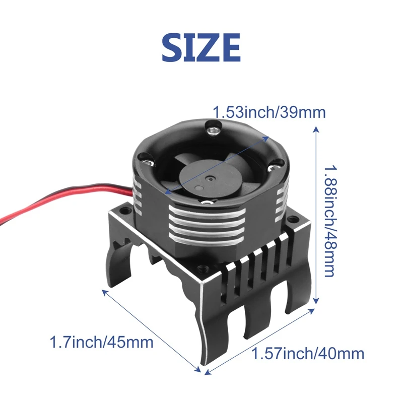 42Mm radiator z wentylatorem chłodzącym z lampką LED do Traxxas 1/10 E-Maxx E-Revo Summit Arrma 1/8 Kraton Talion Typhon