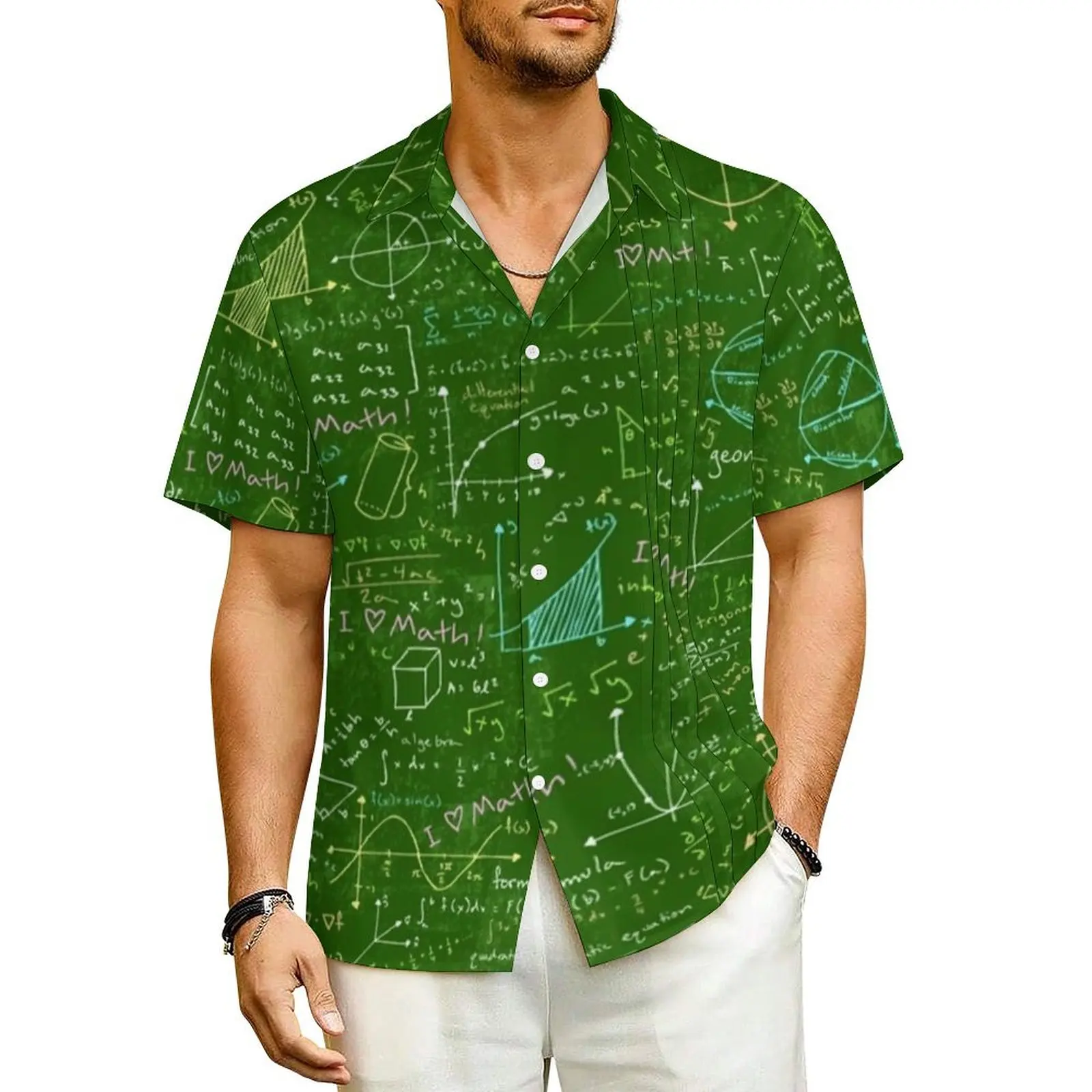 

Math Lessons Print Hawaiian Shirt Men Vacation Geometry Casual Shirts Short Sleeves Fashion Graphic Elegant Plus Size Blouses