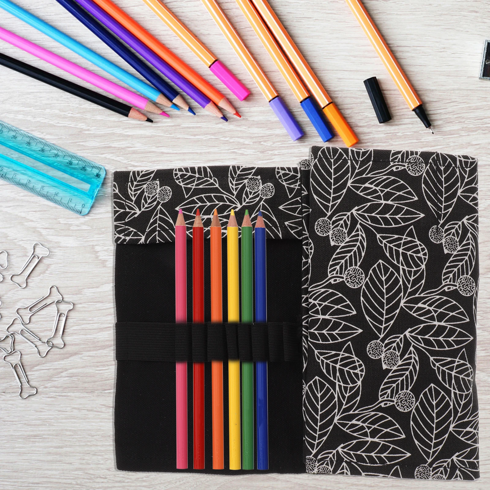 

Large Capacity Pencil Roll Up Case Marker Storage Organizer Durable Pen Roll Bag Space Saving Pencil Wrap For Kids Adults Artist