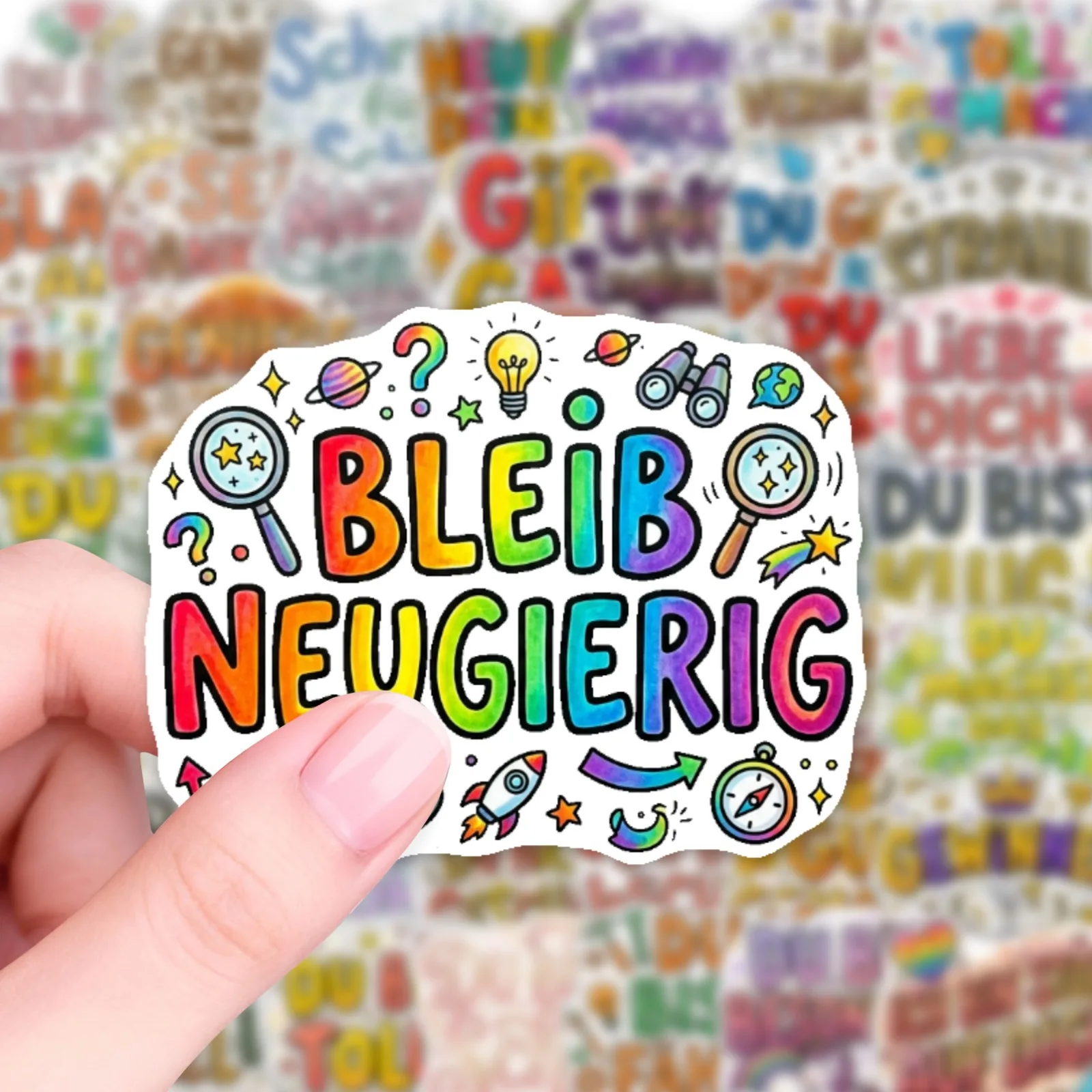 10/50PCS German Interesting Sentences Stickers Cartoon Creative Short Sentences Graffiti Decoration Notebook Mobile Guitar Decal