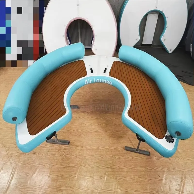 Commercial water drop suture docking platform pier island inflatable floating teak pontoon pier