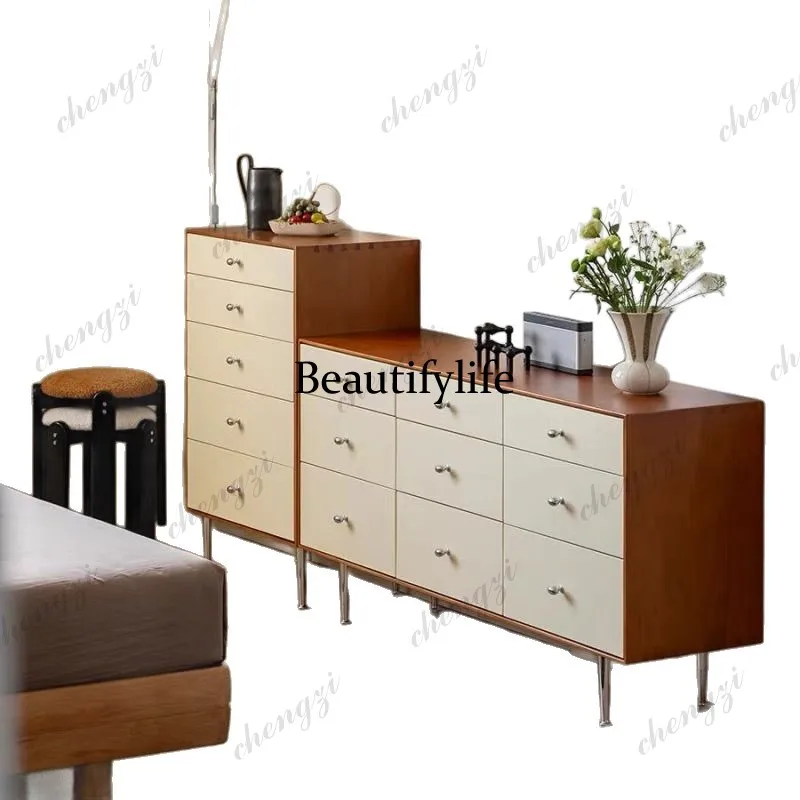 Nordic solid wood chest chest chest storage drawer living room retro bedroom end of bed