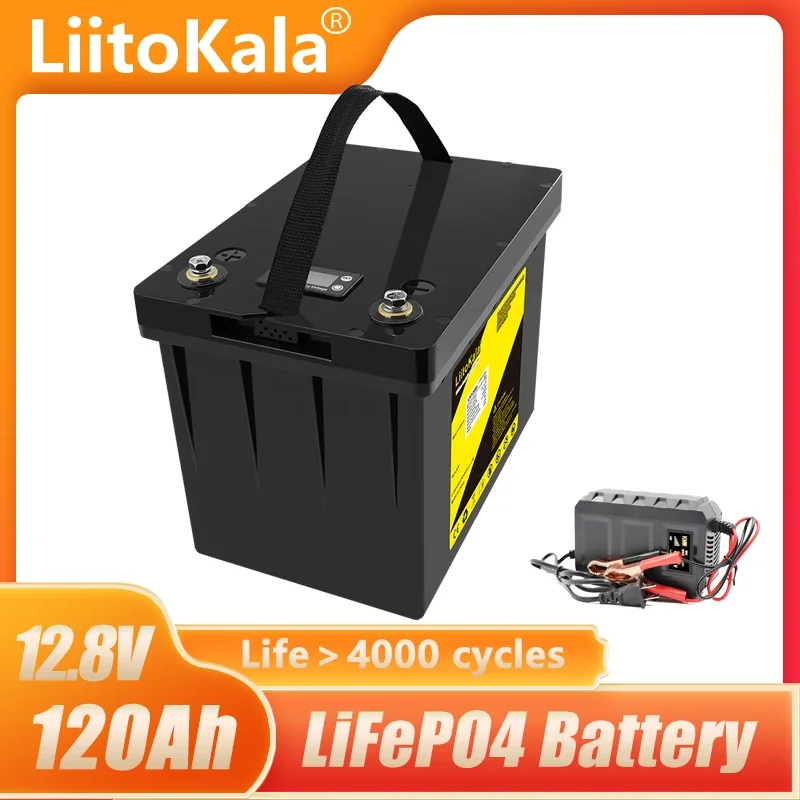 

LiitoKala 12v 120ah Capacity lifepo4 12.8V battery solar battery pack RV Rechargeable Lithium Iron with bms for Outdoor camping