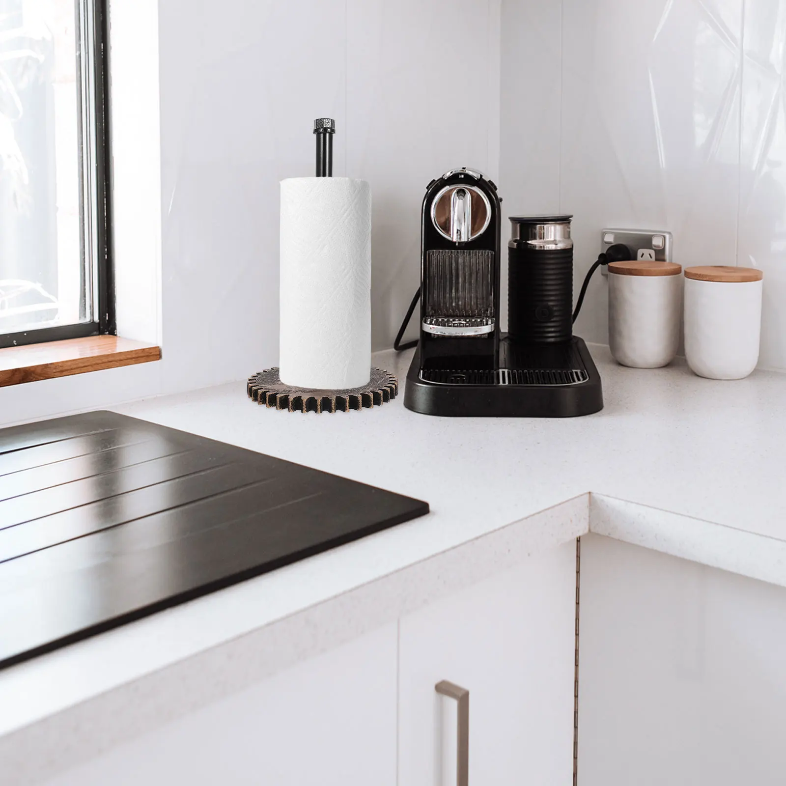 

Металлический держатель для бумажных полотенец, винтажный промышленный железный водопровод, кухонный диспенсер для рулонов, столешница, держатель для салфеток, деревенский черный