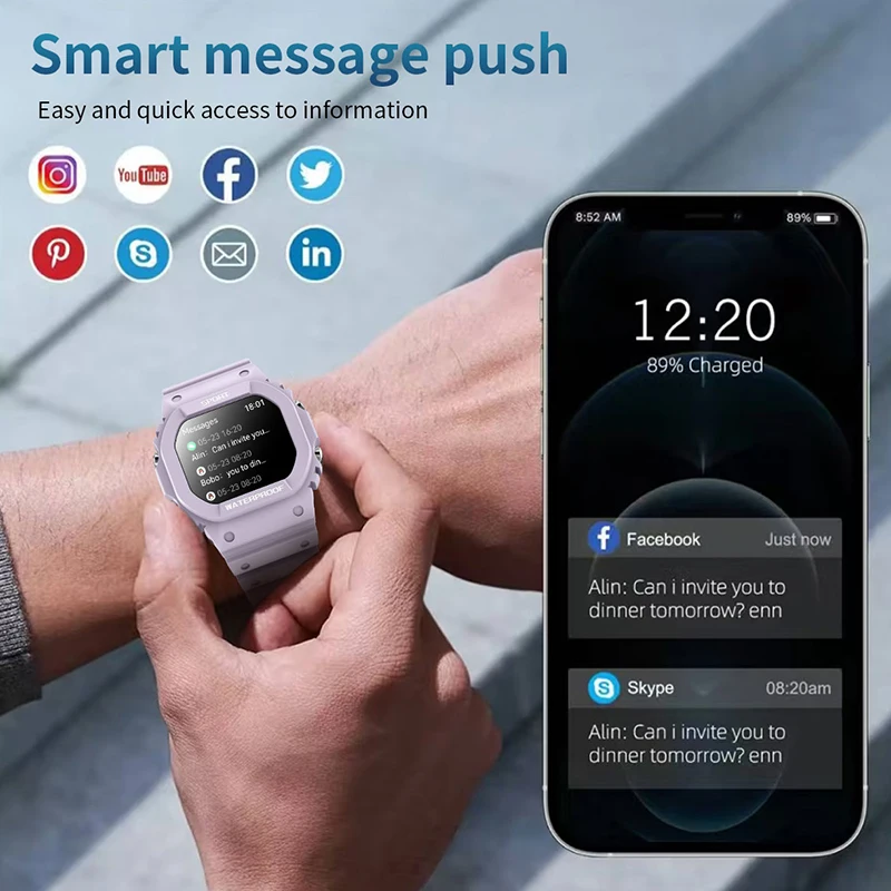 NAMOFOTO nuevo reloj inteligente Bluetooth llamada 1,75 ''100 + modos deportivos reloj inteligente SOS linterna LED brújula Monitor de ritmo cardíaco reloj