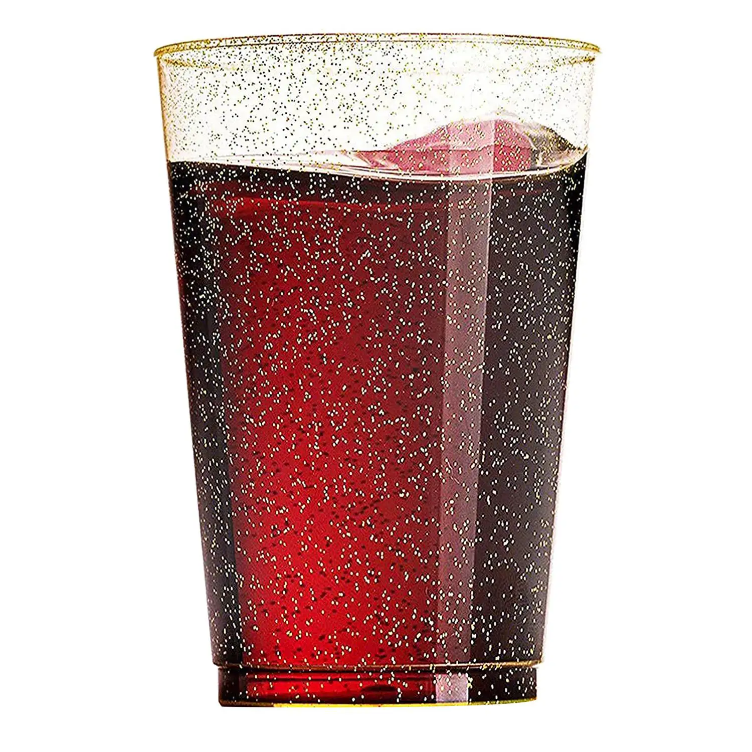 

BAAU 50 шт. 10 унций золотые пластиковые стаканчики, одноразовые пластиковые стаканчики с золотым блеском, прозрачные пластиковые стаканчики, стаканы, свадебные стаканчики, вечерние чашки