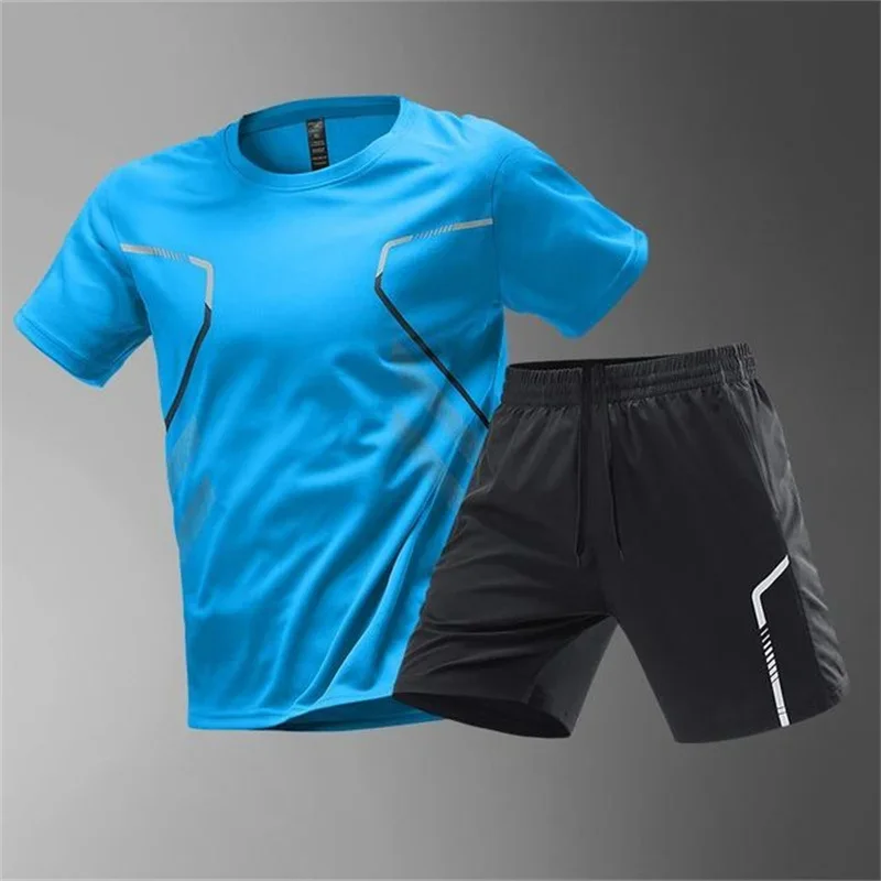 Fashion Men\'s Breathable Tennis Sports Suit Summer Casual Outdoor Sportwear Women\'s Badminton T-shirt Loose Running Clothing Set