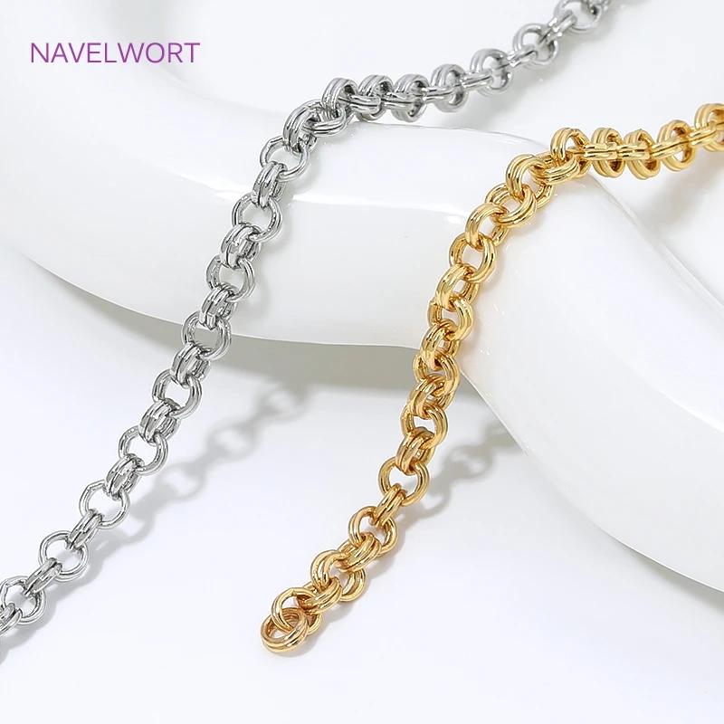 18K Gold Plated Brass O Link Cable Chain For Jewelry Making,High Quality Bulk Chains Wholesale,DIY Bracelet Making Fittings image 3