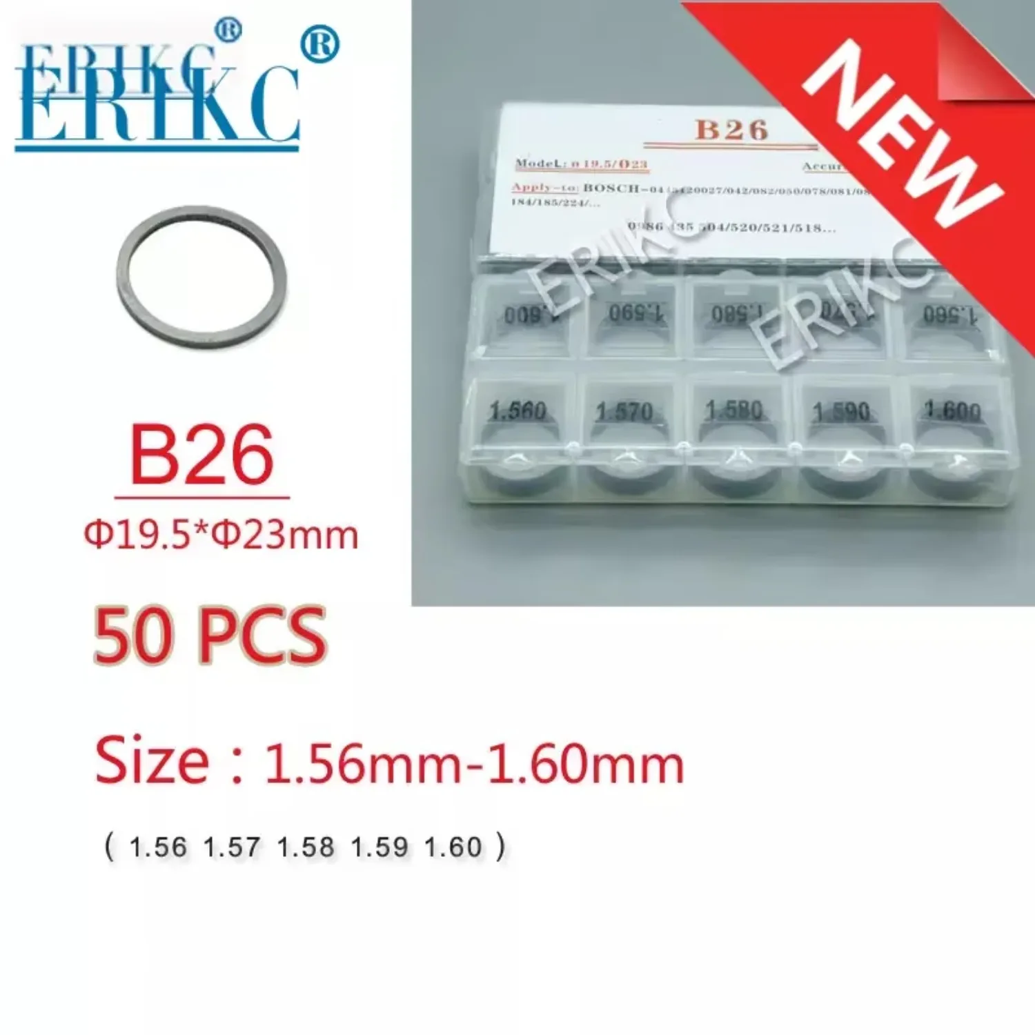 ERIKC B26 Diesel Fuel Injector Washers and Common Rail Diesel Engine Injector Shims Size: 1.56--1.6mm for Crin Injection