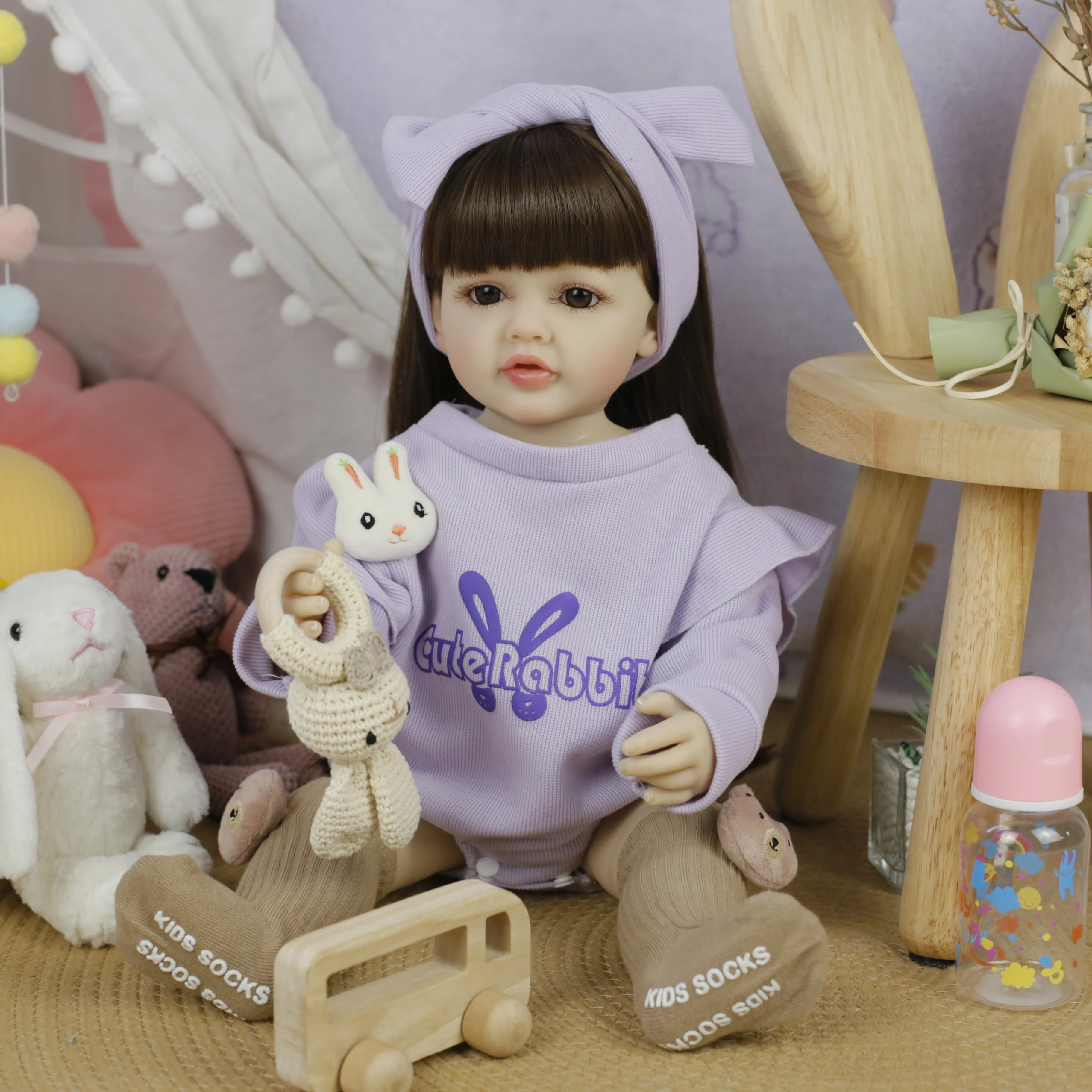 ตุ๊กตาเด็กทารกเบ็ตตี้รีบอร์น 55 ซม. ฝาแฝดเด็กผู้หญิง ตุ๊กตาซิลิโคนไวนิลกันน้ำทั้งตัว เจ้าหญิงผมยาว ของขวัญคริสต์มาส