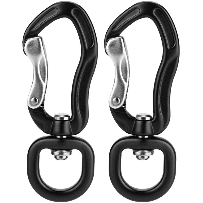 2X 360° Swivel Rotating Carabiner Clip,Multifunctional Aluminium Alloy Carabiner D Buckle For Outdoor Camping Hiking