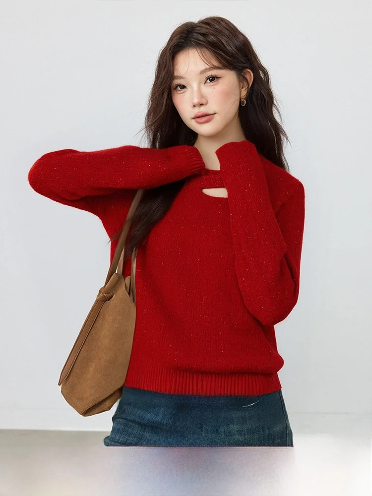 

Утепленный ажурный свитер для женщин: модный, приталенный, зимний, повседневный, шерстяной, с длинными рукавами, для подростков