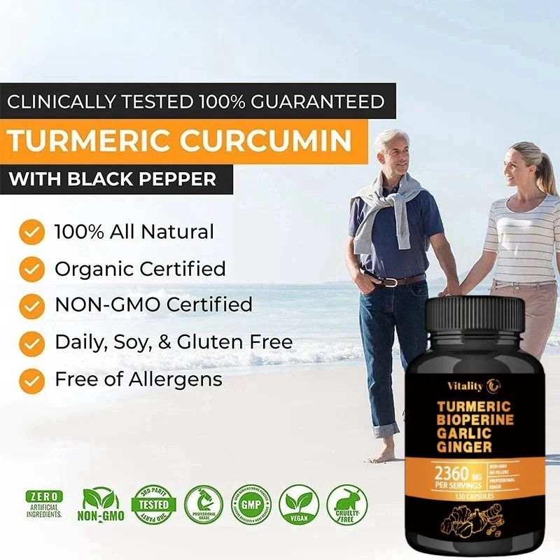 Vitality Turmeric Curcumin with Black Pepper for Optimal Absorption, Best Vegan Joint Support Supplement