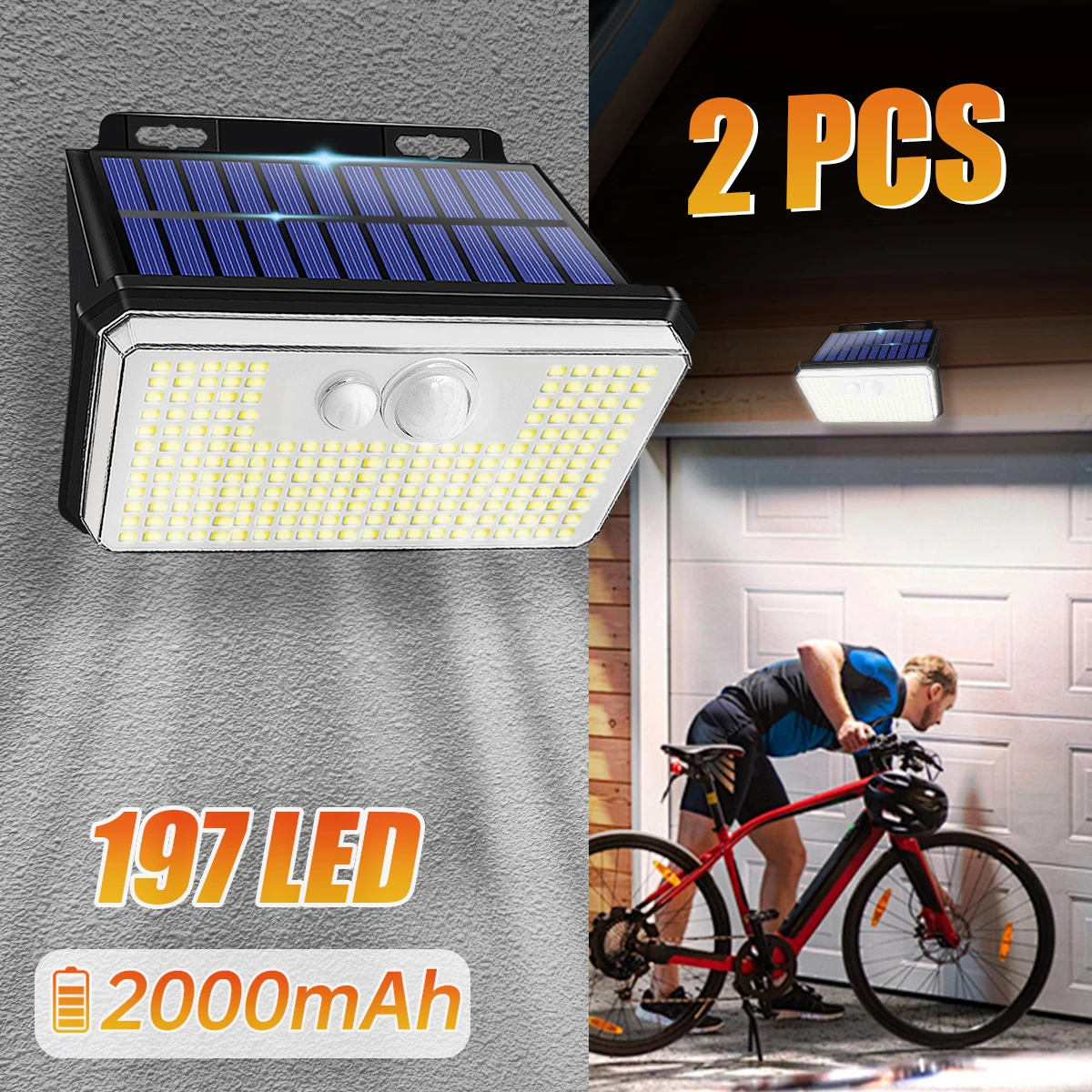 2 paczki IP67 wodoodporne słoneczne zewnętrzne światła ogrodowe Super jasne 148/197 diod LED kinkiet z czujnikiem ruchu lampa bezpieczeństwa zasilana energią słoneczną