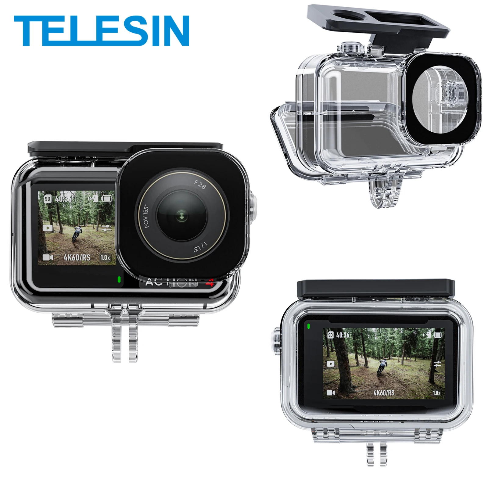 TELESIN 45M Waterproof Case For DJI OSMO Action 3 4 5pro Underwater Diving Housing Cover Action Camera Accessories