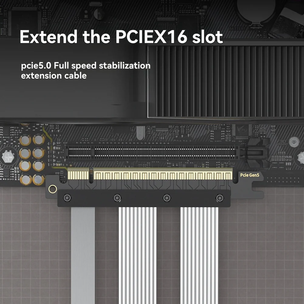 DQ2G 5.0 PCIE X16 Riser Cable Graphics Card PCI-E X16 5.0 GPU Extension PCI Riser Shielded Extender for ATX/ITX 90 Degree B