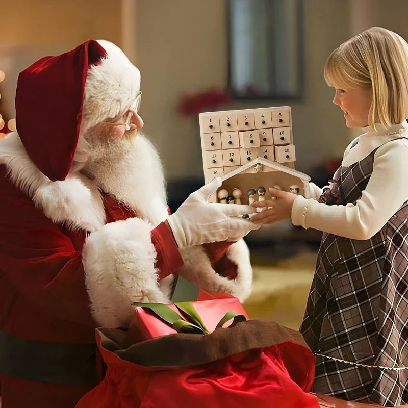 

Спасатель – Рождественский адвент-календарь | Деревянный сундук с 25 ящиками, набор фигурок на память из 30 предметов для детей и семьи