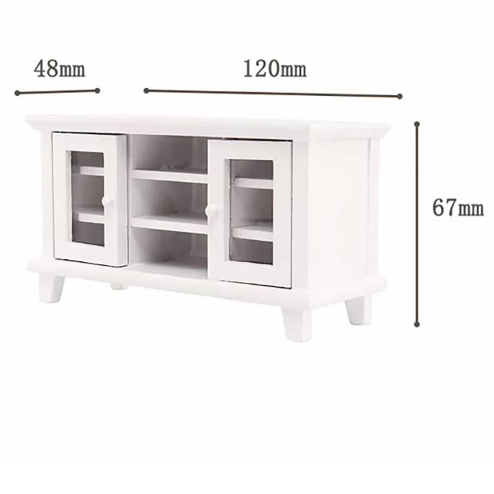 

Exquisite 1:12 Miniature Furniture Wooden TV Cabinet White Simple Room Decoration Accessories for Creative Kids