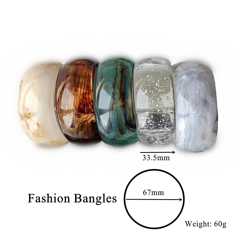 33.5MM Wide Inside 67 MM Exaggerated Fat Acrylic Bangles for Women Round Resin Bracelets Wholesale B05