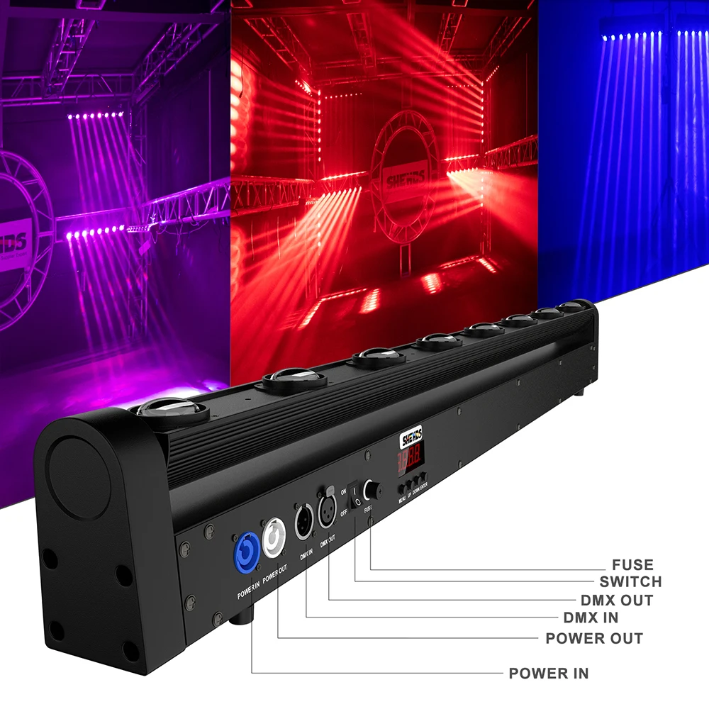SHEHDS 1pcs Beam LED 8x12W RGBW 4in1 Moving Head Stage Lighting For Bar DJ Disco Club Dance Floor Wedding Stage Performance