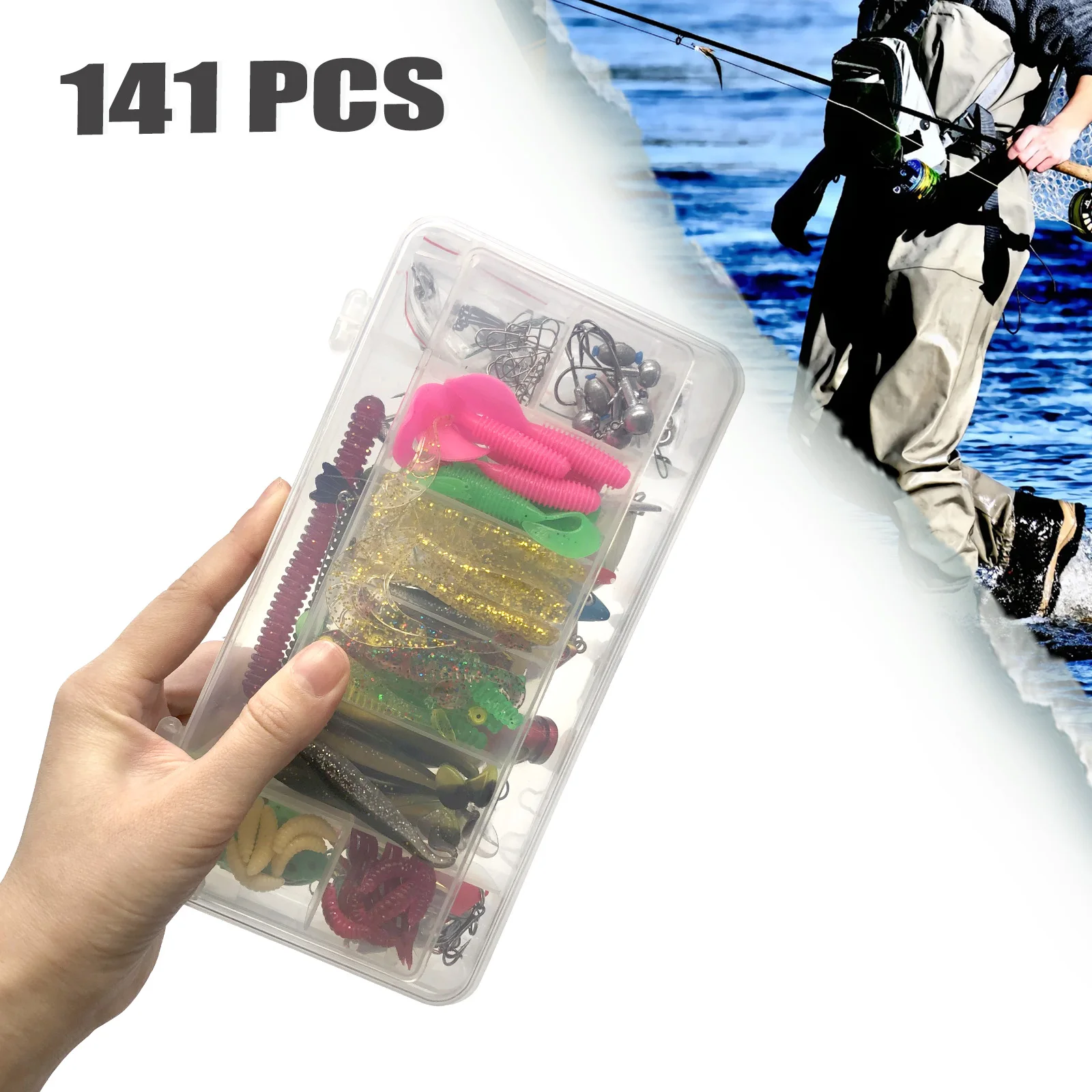 Angeln Lockt Kit 60/109/141/219 stücke Köder Set Mit Weicher Köder Metall Löffel Harte Minnow Crankbait und Zubehör Mit Tackle Box – Detail 8