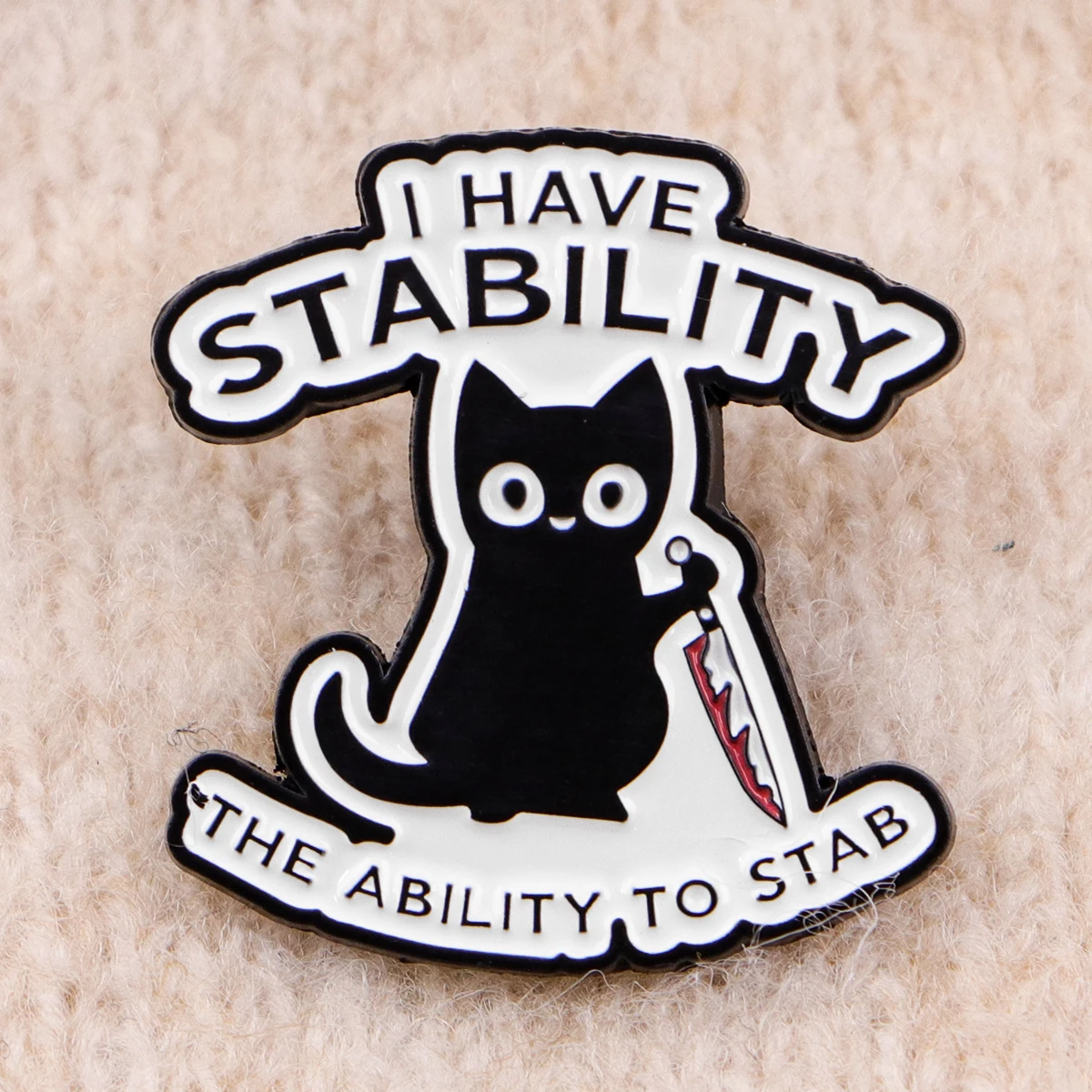 9 Stück Lustige Schwarze Katze Emaille-Pin „Ich habe Stabilität“ Metall-Reversnadel für Rucksack, Jeansjacke, Kleidung, Dekoration, Geschenk – Detail 6