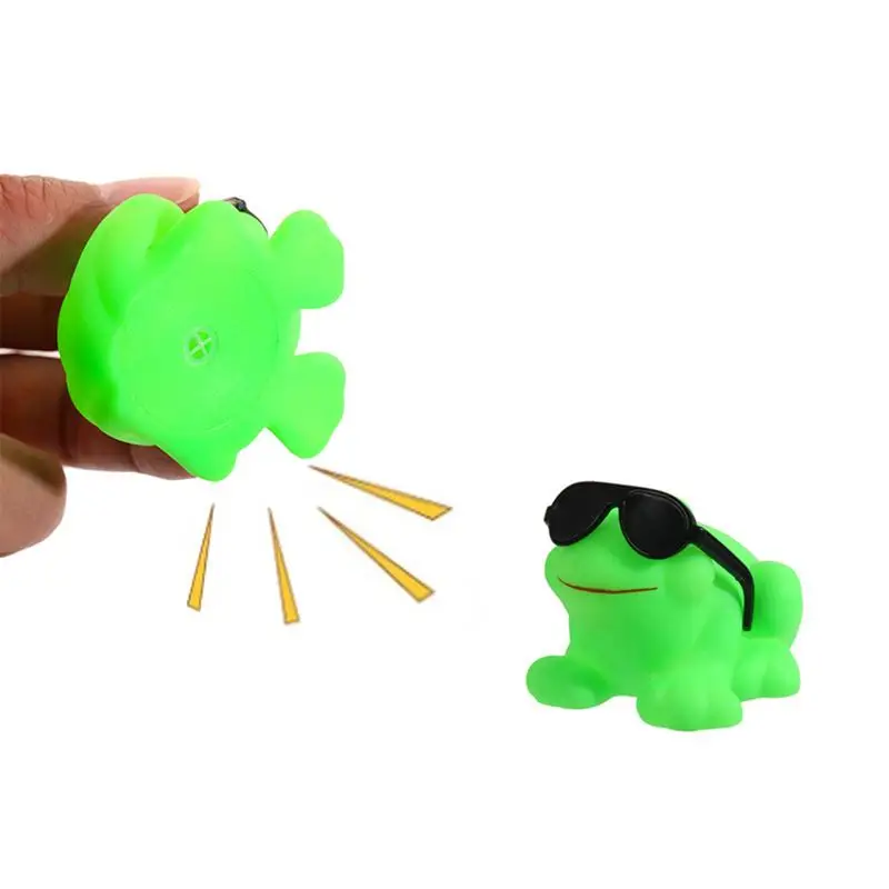 

Bath Toys For Kids 16pcs Green Animal Mini Frog Toys Bulk Rubber Bathing Squeak Toys Floating Frog Toys With Sunglasses Design