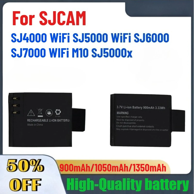 

900mAh/1350mAh Rechargable Sport Action Camera Battery for SJCAM SJ4000 WiFi SJ5000 WiFi SJ6000 SJ7000 WIFi M10 SJ5000x