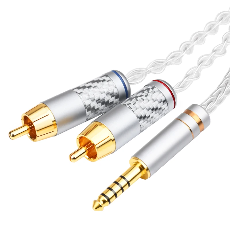 hifi audio cable 4.4mm JACK balanced interface 4.4 to 2 rca signal cable AUX line Headphone Amplifier cable 4.4mm plug to 2 RCA