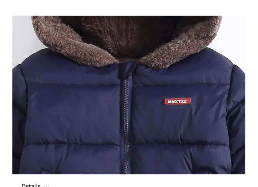 Neue doppelseitige Winter-Daunenjacke für Kinder, Jungen und Mädchen, mittellanger warme Mantel mit Bärenohren-Kapuze. – Detail 17