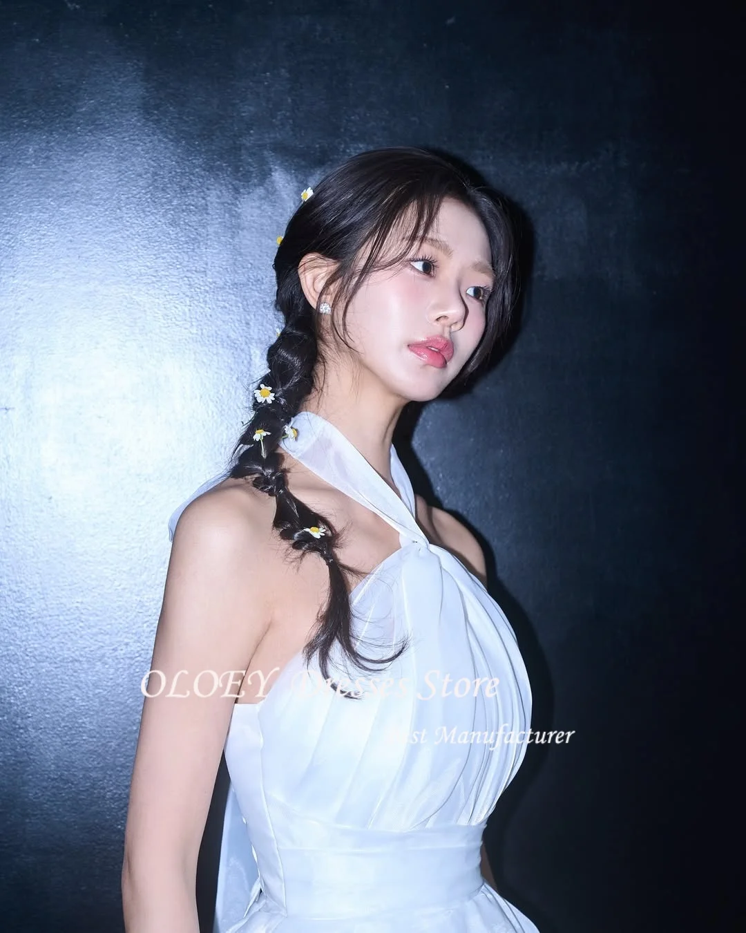 OLOEY Elegant Halter Wedding Dresses Korea Photos Shoot for Women A Line Customized Organza Corset Formal Wedding Party Dresses