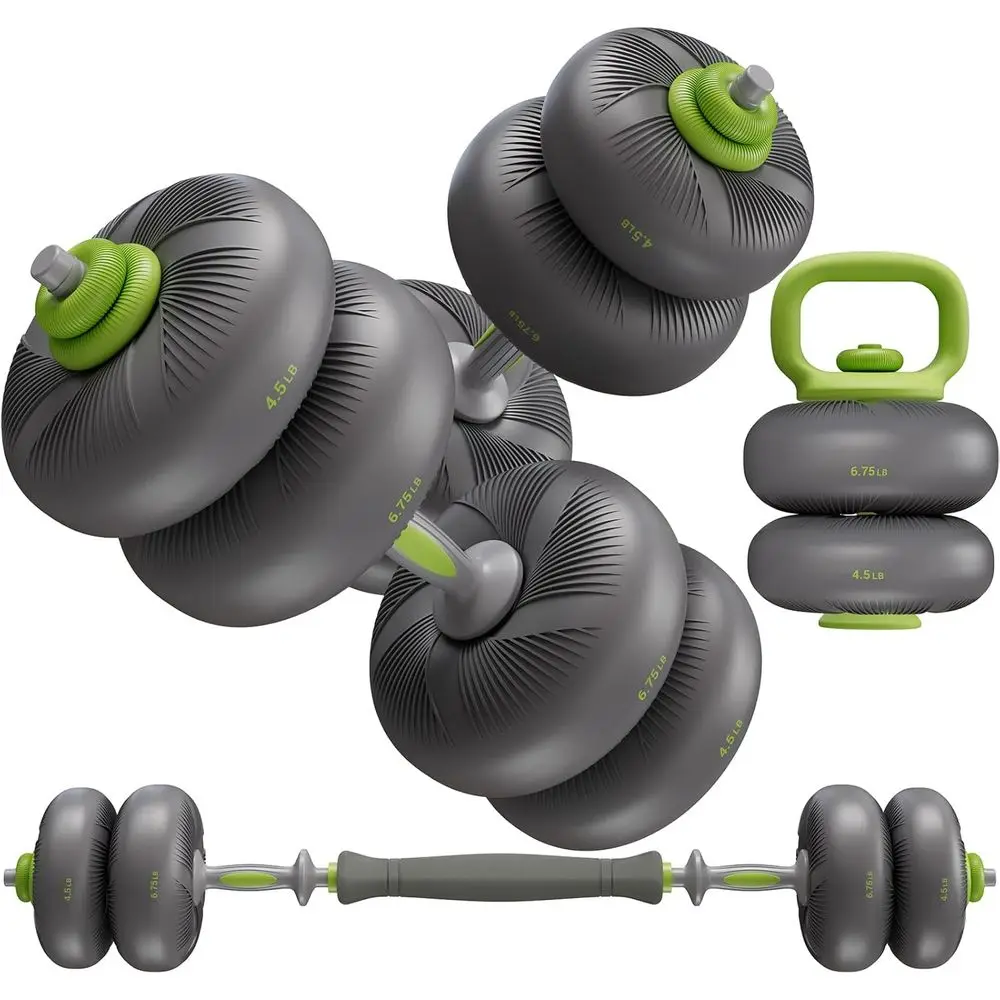 

4-in-1 PVC Coated Adjustable Dumbbell Set 45/67LBS Multifunction Fitness Weights Space Saving For Home Gym Men Women Workout