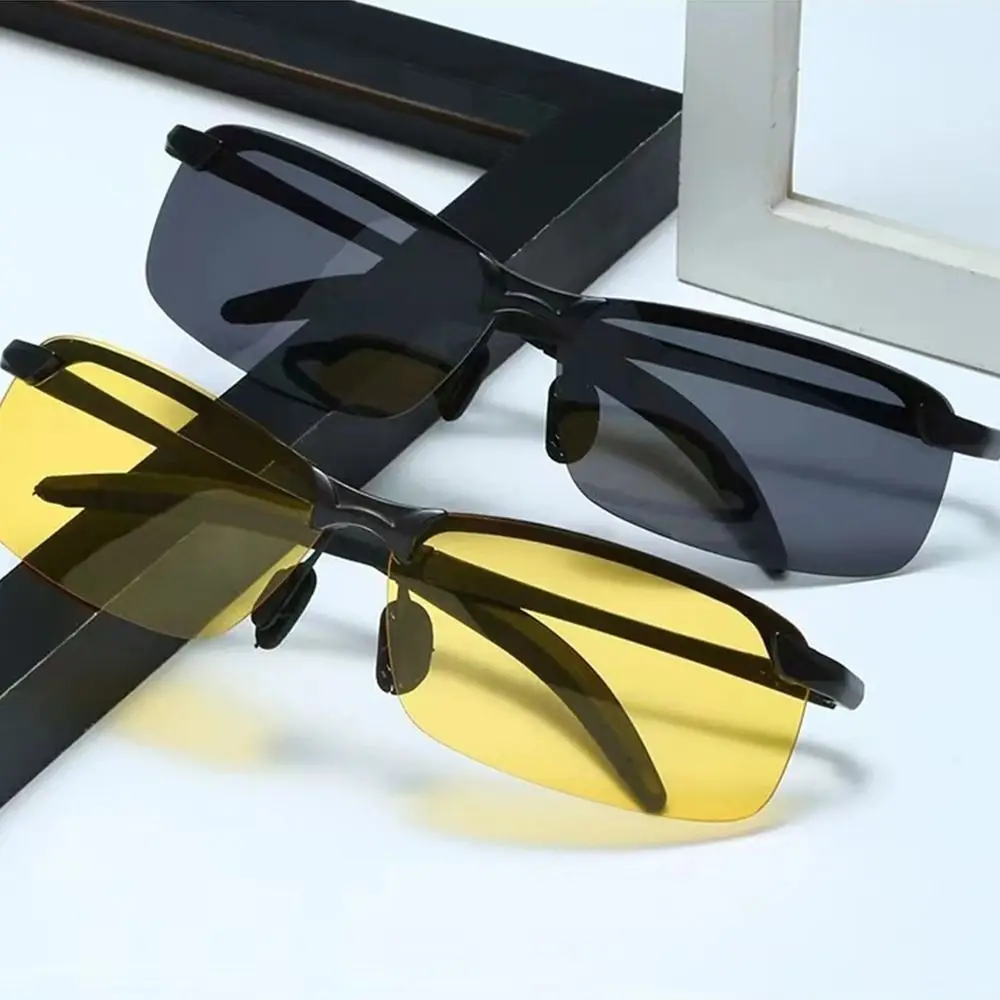 

Модные полурамные очки ночного видения UV400, антибликовые мужские солнцезащитные очки для вождения, очки для вождения на велосипеде для рыбалки