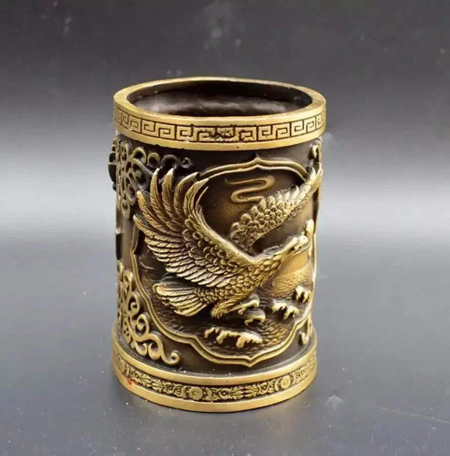 Copper Statue Antique Pure Copper Eagle Pen Holder Dapeng Spread Wings