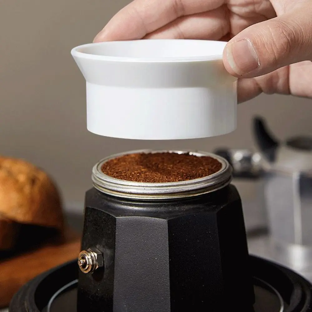 Anti-spill Powder Moka Pot Tamper Universal Non Pressure Coffee Pot Powder Ring White ABS Rotary Powder Dosing Ring Barista