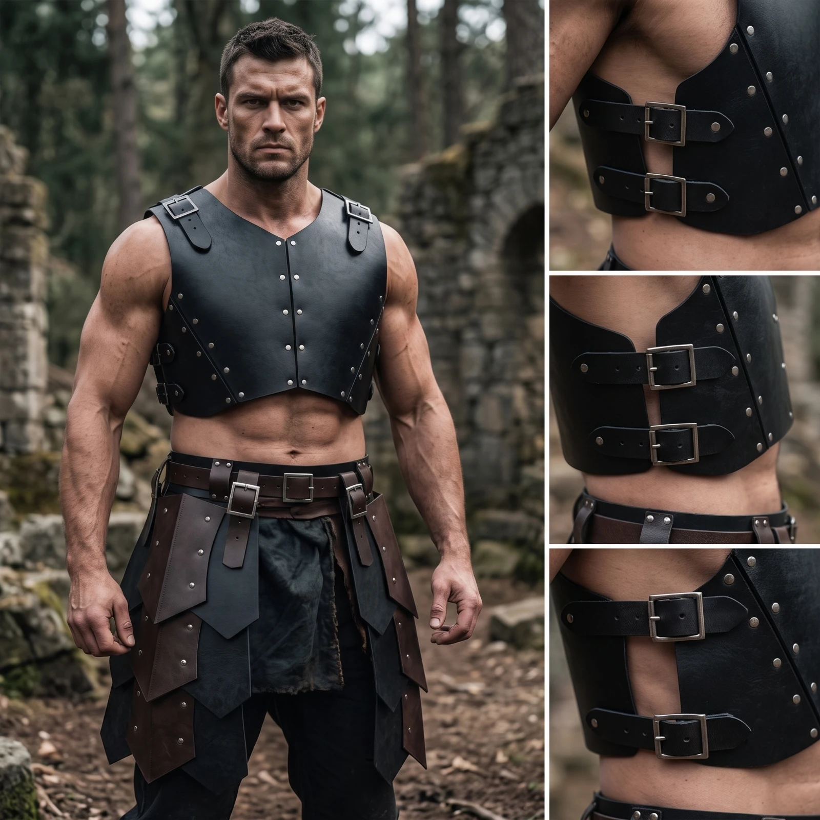 2 Pieces Costume Protective Gear Set Medieval Shoulder Cuirass Breastplate Long-Lasting Pauldron High Quality for Cosplayers