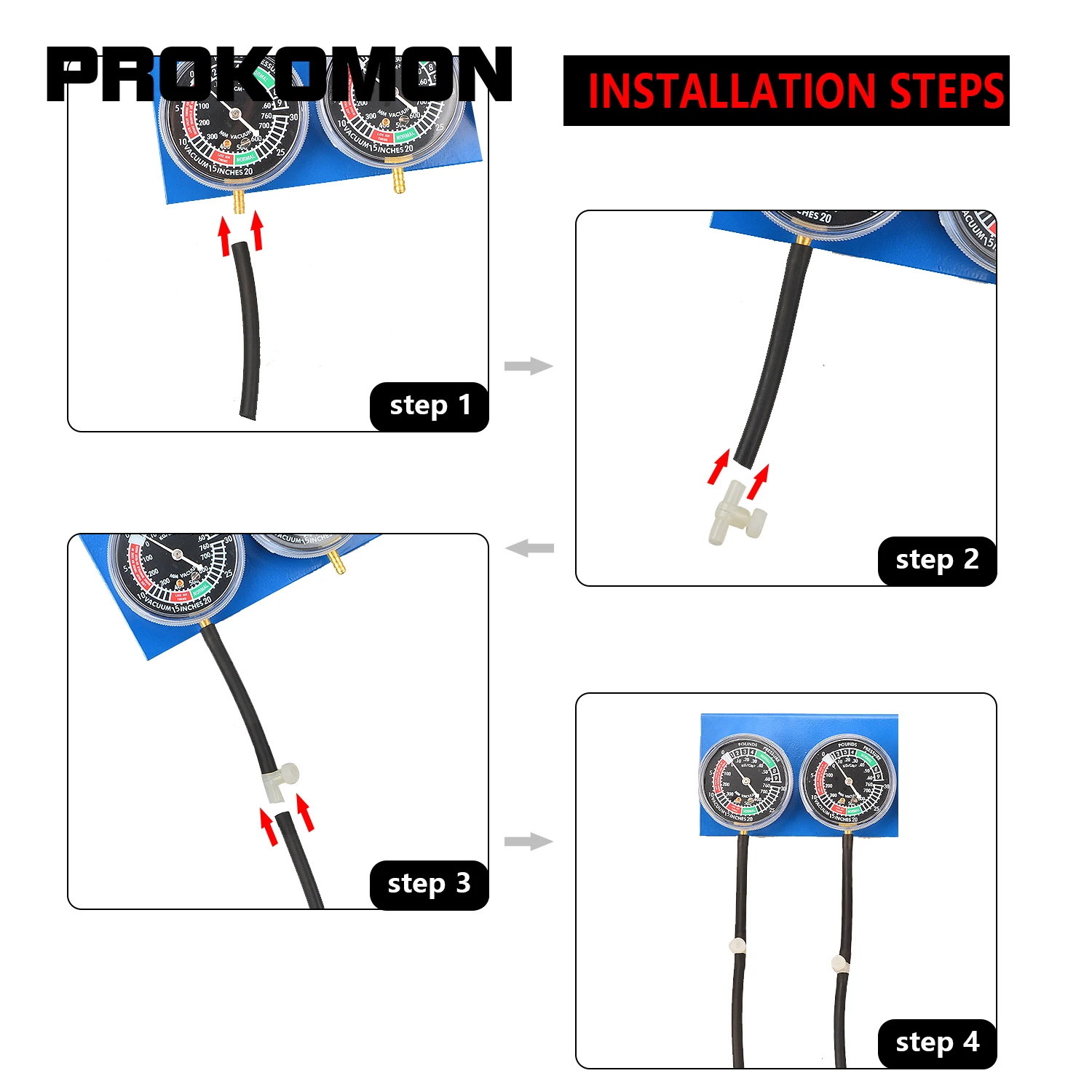 Motorcycle Carb Vacuum Gauge 2 Carburetor Synchronizer Tool Cylinder Synchronization Balancer Gauge Kit