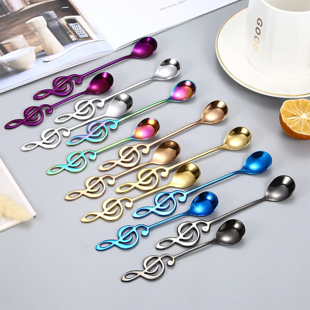 1PC 304 Stainless Steel Musical Notes Coffee Spoon Gifts Stirring Cup Spoon Ice Cream Teaspoon Dessert Spoon Kitchen Accessories