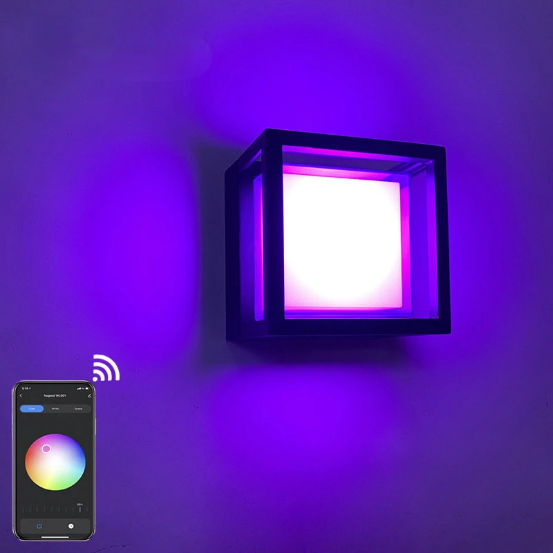 Colorful Square Wall Lamp Seven Color RGB Dimming Bedside Corridor Waterproof Club Bar KTV Party Wall Decorative Light