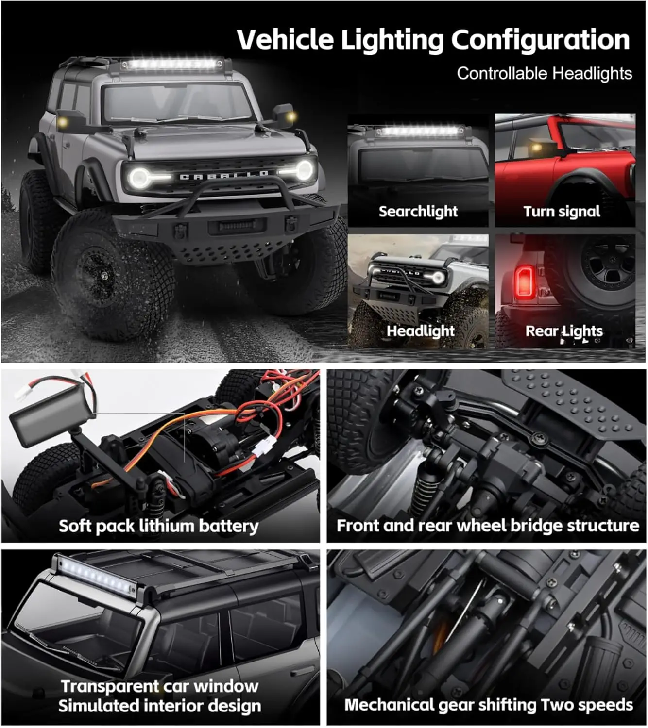 WLtoys 184023 RTR 1:18 2.4G 4WD RC Rock Crawler | Off-Road Climbing Truck with LED Light, Portal Axle, 2-Speed Gear Shifting & M