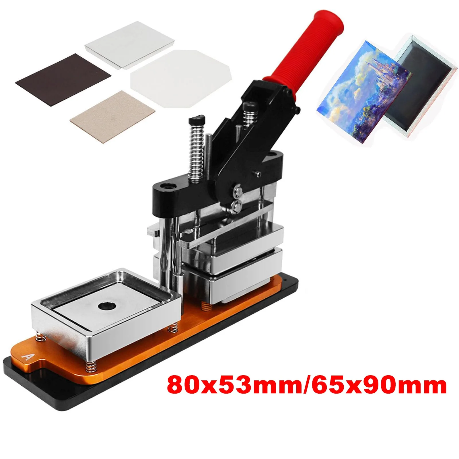 

80x53mm/65x90mm Square Refrigerator Badge Press Machine Rotating Manual Fridge Magnet Making Machine with 100PCS Magnet Part
