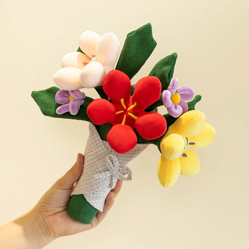 Bouquet de fleurs en peluche douce, décoration de Table pour la maison, cadeaux créatifs pour la saint-valentin, la fête des mères, anniversaire, noël, remise de diplôme