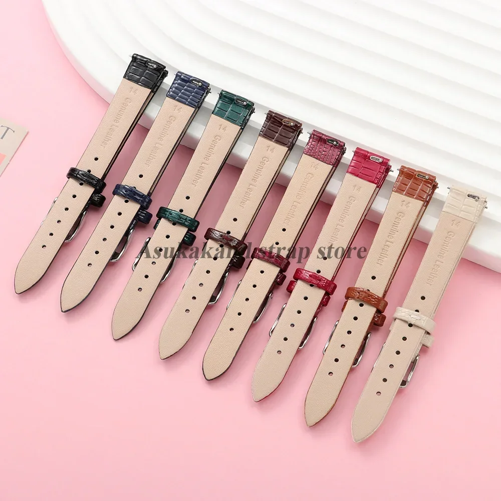 Ultra-thin PU Lizard-Patterned Leather Watchband 10mm 12mm 14mm 16mm Universal Women Bracelet Small Size Watch Strap Accessories