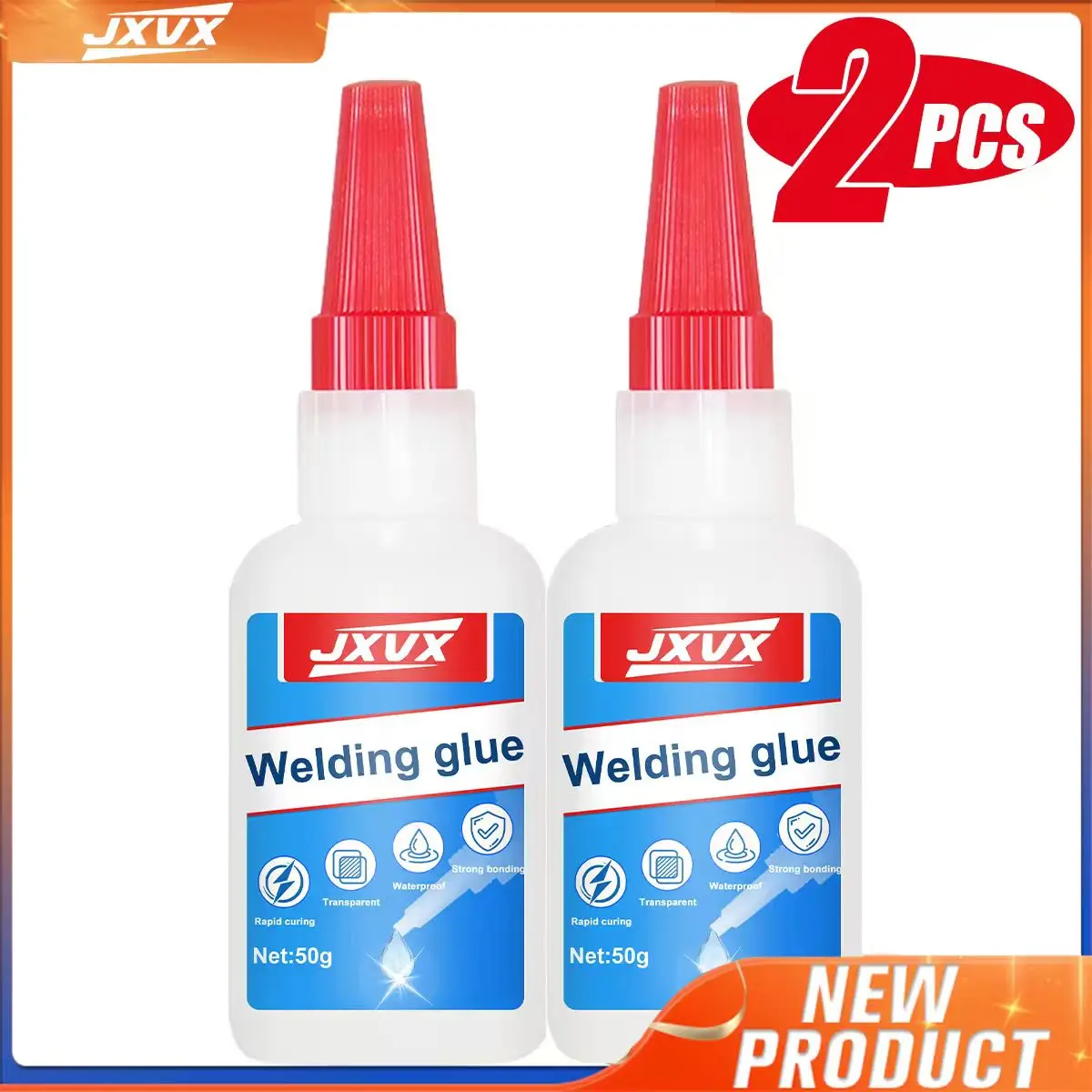 JXVX 50g Lijm op oliebasis met hoge sterkte voor lassen - Universele lijmsoort op oliebasis voor snellijmen voor harsen, keramiek, metalen, glas, kunststoffen, hout, inclusief doseerpennen.