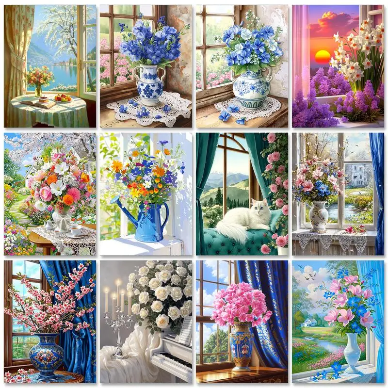 GATYZTORY – peinture sur vase par numéros pour adultes, peinture avec des chiffres, artisanat floral, fournitures artistiques, kit de peinture pour débutant