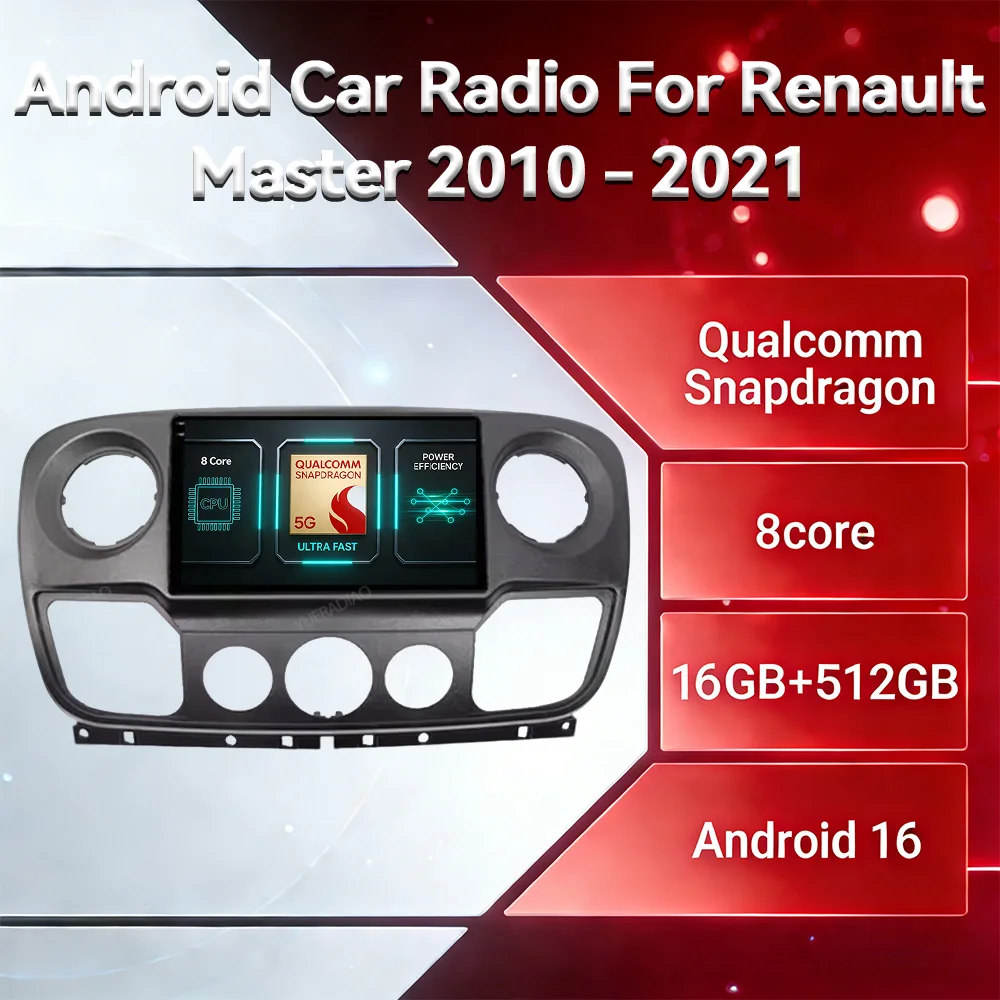Android 16 Car Radio For Renault Master Nissan NV400 Opel Movano 2010 - 2021 QLED GPS NAVI Multimedia Video Player Qualcomm 2DIN