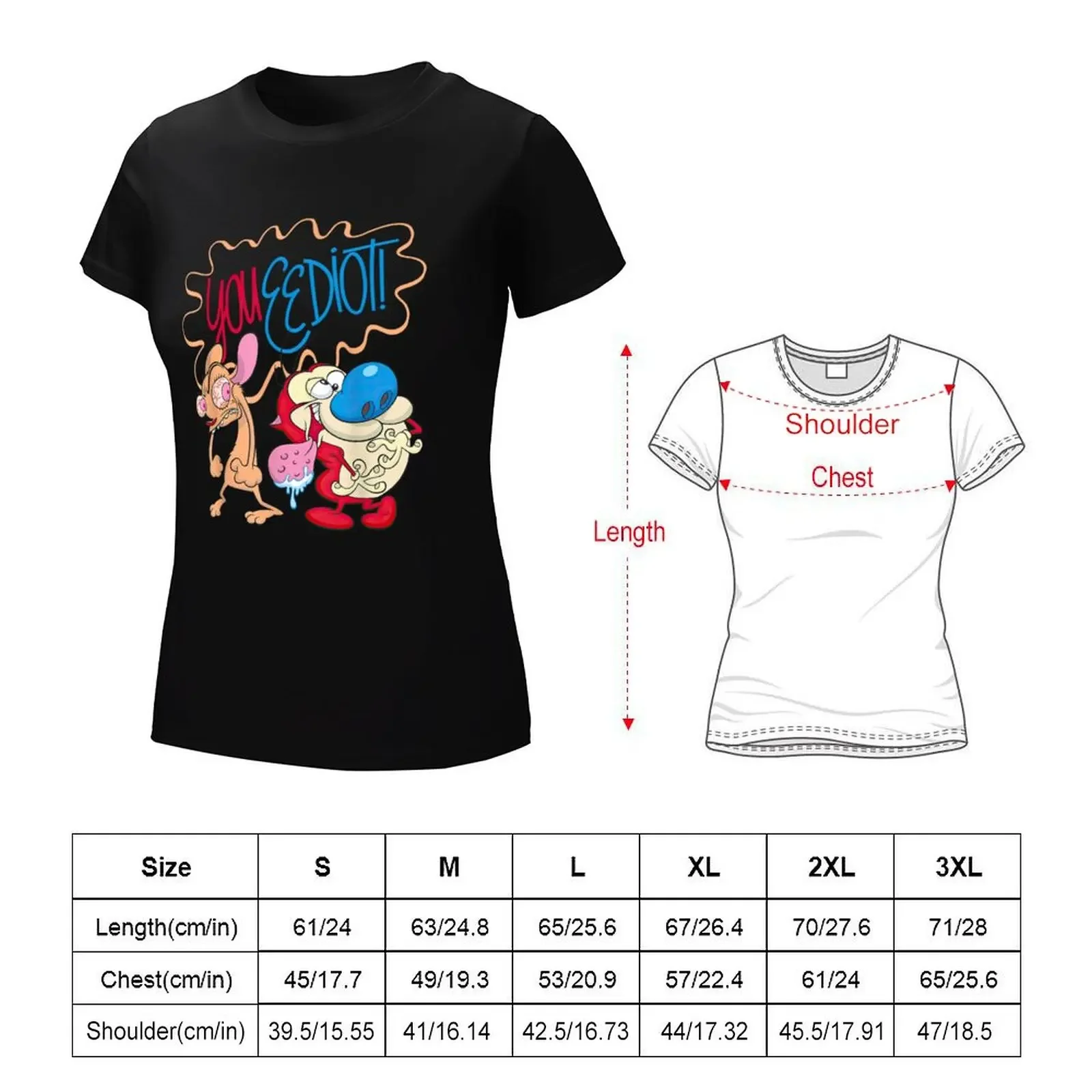 Ren and Stimpy You Eediot T-shirt korean fashion summer top designer clothes Women luxury