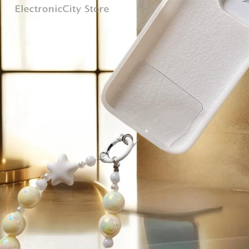 

;Compact Beaded Phone Chain with Macaron Colored Lanyard; Keychain, Bag Earphones Pendant, and Anti-Lost Cord.