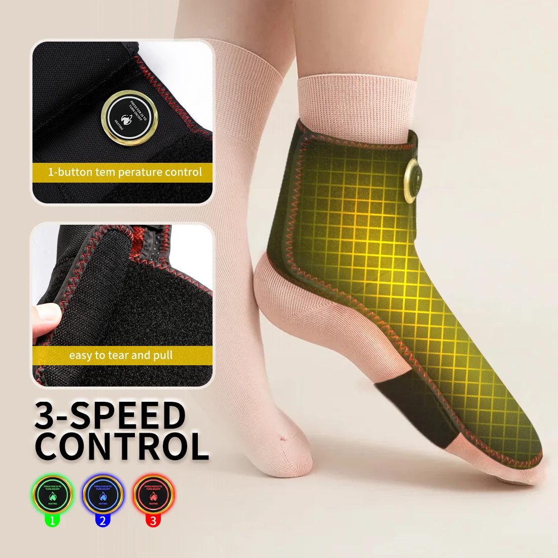 Wireless Ankle Heating Pad Electric Vibration Massage Heated Foot Hand Wrap for Wrist Ankle Rechargeable Heating Wristband Brace