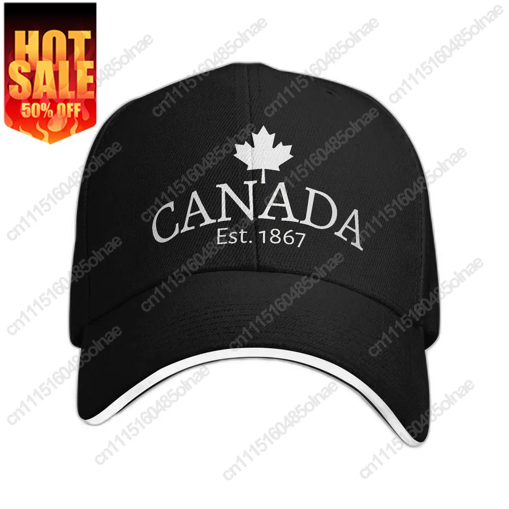 Whtie Est. 1867 With Small Maple Leaf Canada Baseball Outdoor Sport Sunscreen Trucker Hat Female Male Snapback Cap